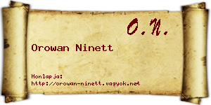 Orowan Ninett névjegykártya